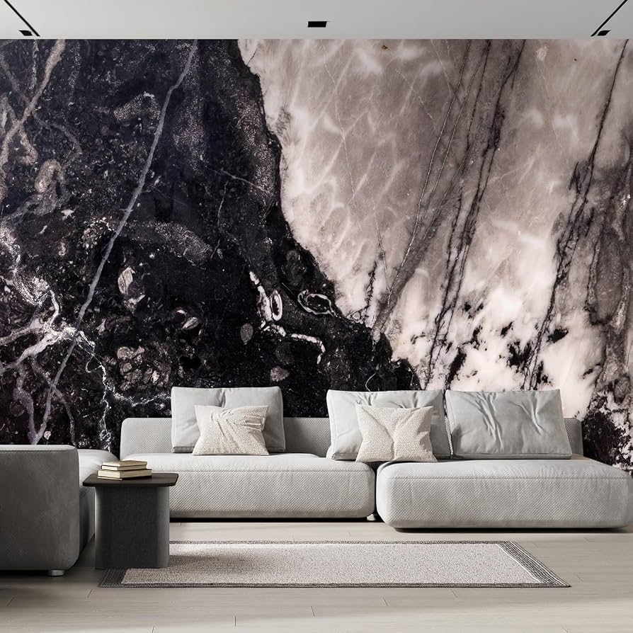 Marble-effect decorative wall mural